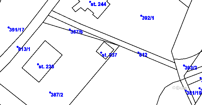 Parcela st. 237 v KÚ Třebichovice, Katastrální mapa
