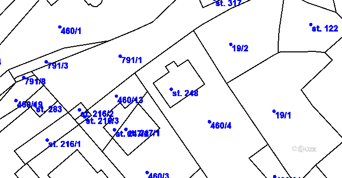 Parcela st. 248 v KÚ Třebichovice, Katastrální mapa