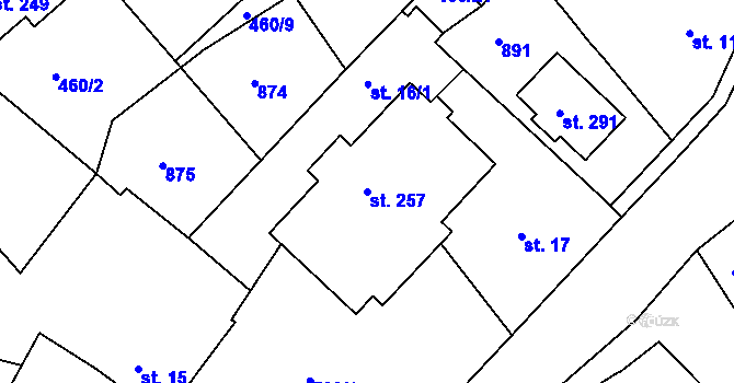 Parcela st. 257 v KÚ Třebichovice, Katastrální mapa