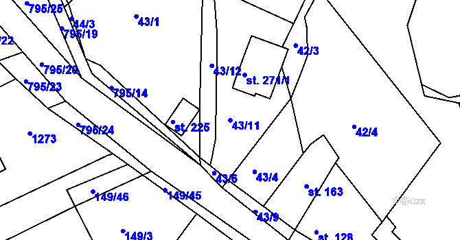 Parcela st. 43/11 v KÚ Třebichovice, Katastrální mapa