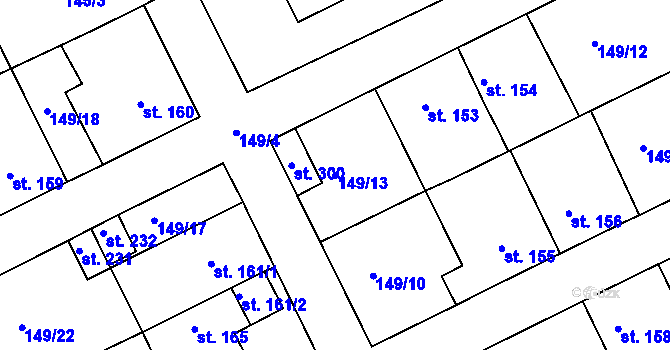 Parcela st. 149/13 v KÚ Třebichovice, Katastrální mapa