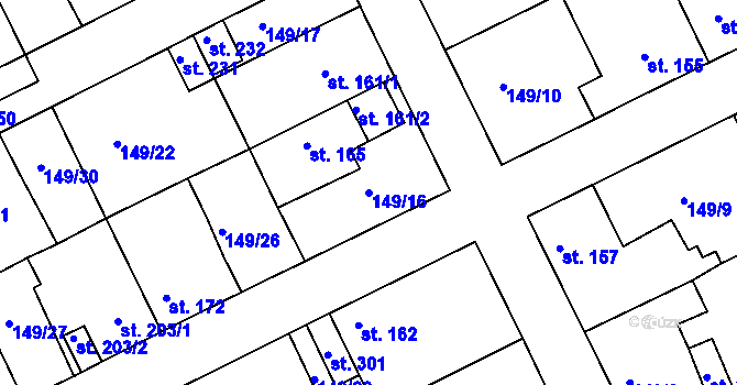 Parcela st. 149/16 v KÚ Třebichovice, Katastrální mapa