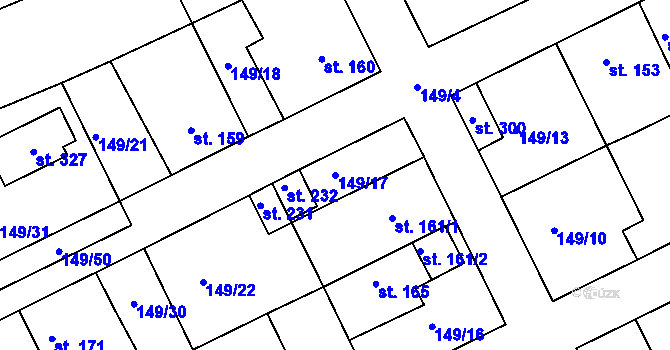 Parcela st. 149/17 v KÚ Třebichovice, Katastrální mapa