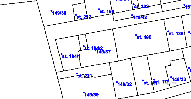 Parcela st. 149/37 v KÚ Třebichovice, Katastrální mapa