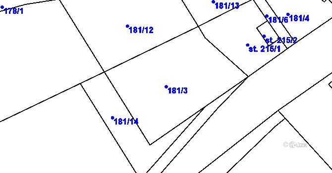 Parcela st. 181/3 v KÚ Třebichovice, Katastrální mapa