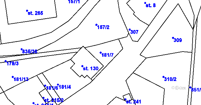 Parcela st. 181/7 v KÚ Třebichovice, Katastrální mapa