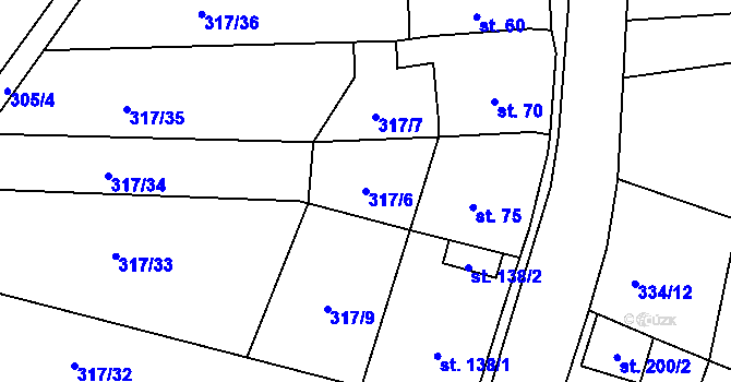 Parcela st. 317/6 v KÚ Třebichovice, Katastrální mapa