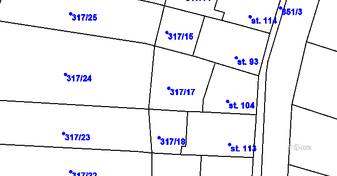 Parcela st. 317/17 v KÚ Třebichovice, Katastrální mapa