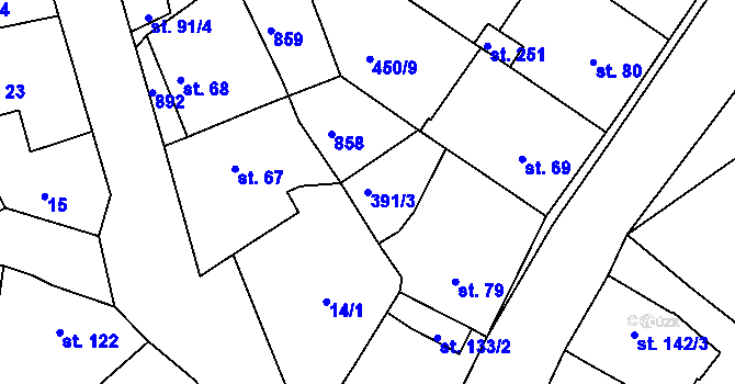Parcela st. 391/3 v KÚ Třebichovice, Katastrální mapa