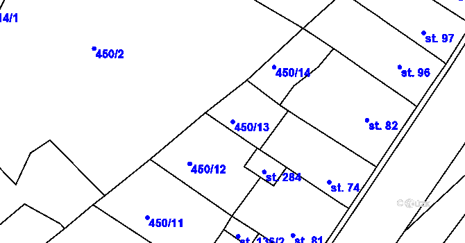 Parcela st. 450/13 v KÚ Třebichovice, Katastrální mapa