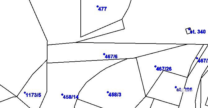 Parcela st. 467/6 v KÚ Třebichovice, Katastrální mapa