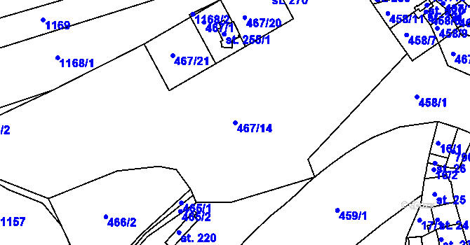 Parcela st. 467/14 v KÚ Třebichovice, Katastrální mapa