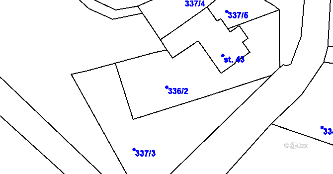 Parcela st. 336/2 v KÚ Třebiště, Katastrální mapa