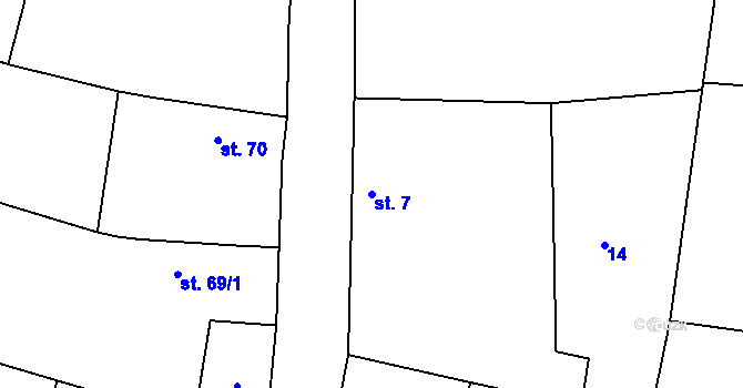 Parcela st. 7 v KÚ Třebívlice, Katastrální mapa