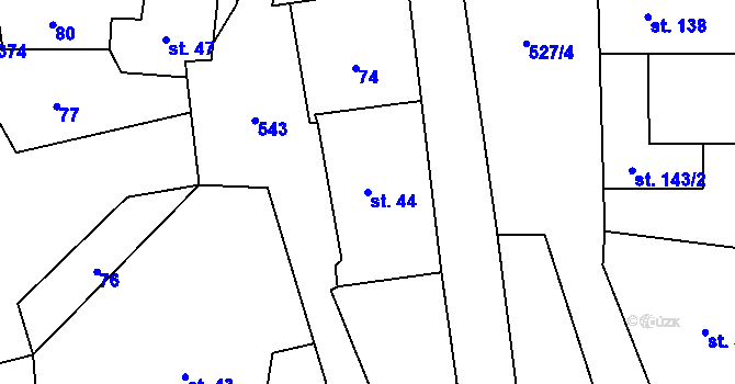 Parcela st. 44 v KÚ Třebívlice, Katastrální mapa