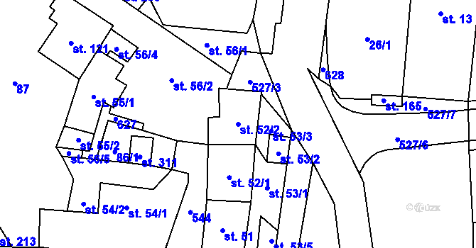 Parcela st. 52/2 v KÚ Třebívlice, Katastrální mapa