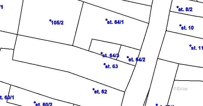 Parcela st. 64/3 v KÚ Třebívlice, Katastrální mapa