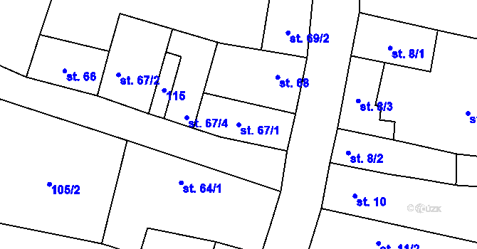 Parcela st. 67/1 v KÚ Třebívlice, Katastrální mapa