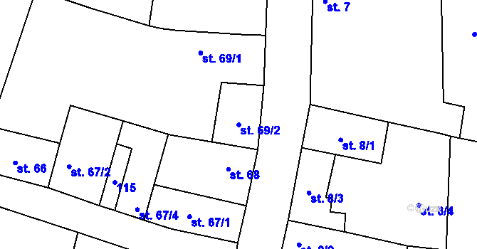 Parcela st. 69/2 v KÚ Třebívlice, Katastrální mapa