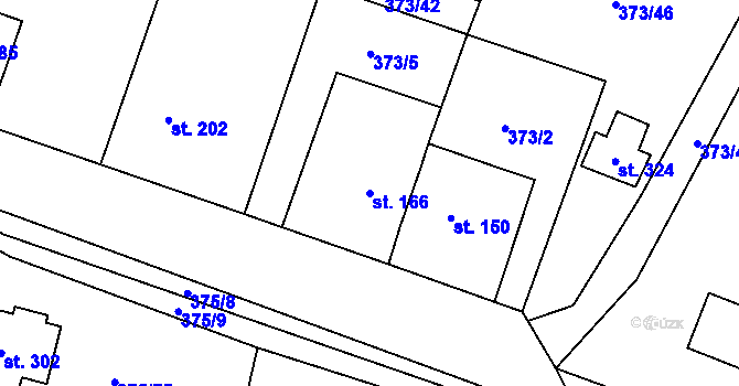 Parcela st. 166 v KÚ Třebívlice, Katastrální mapa