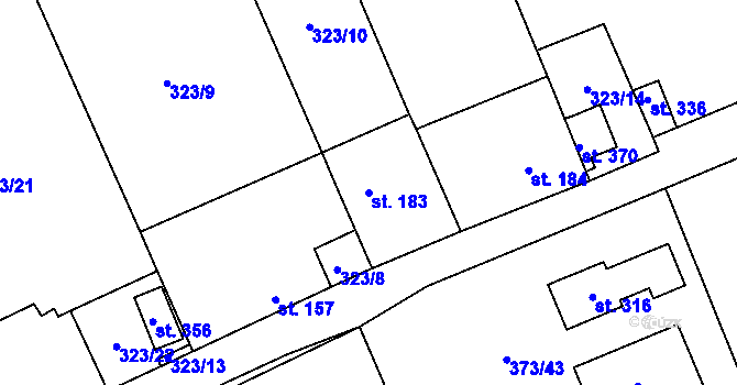 Parcela st. 183 v KÚ Třebívlice, Katastrální mapa
