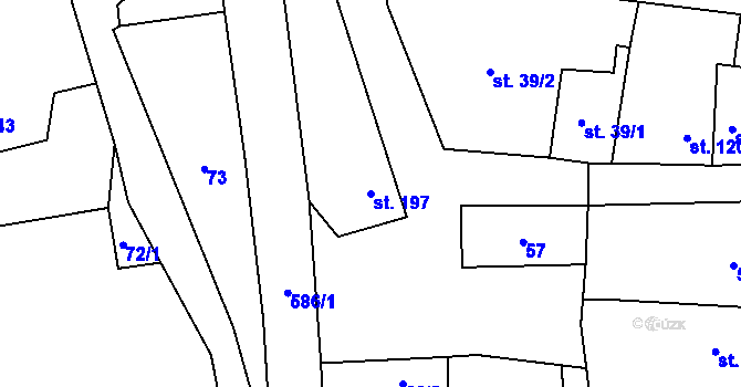 Parcela st. 197 v KÚ Třebívlice, Katastrální mapa