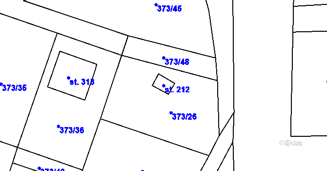Parcela st. 212 v KÚ Třebívlice, Katastrální mapa