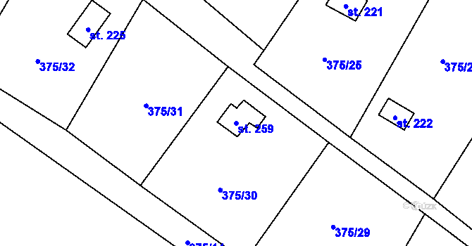 Parcela st. 259 v KÚ Třebívlice, Katastrální mapa