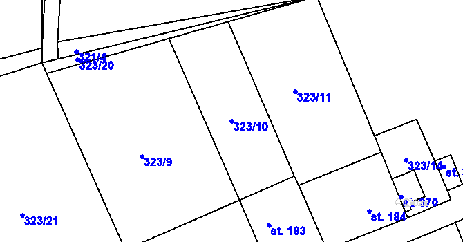 Parcela st. 323/10 v KÚ Třebívlice, Katastrální mapa