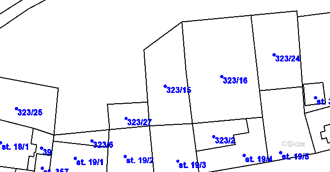 Parcela st. 323/15 v KÚ Třebívlice, Katastrální mapa