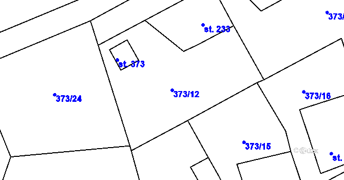 Parcela st. 373/12 v KÚ Třebívlice, Katastrální mapa