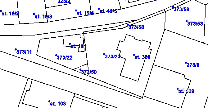 Parcela st. 373/23 v KÚ Třebívlice, Katastrální mapa