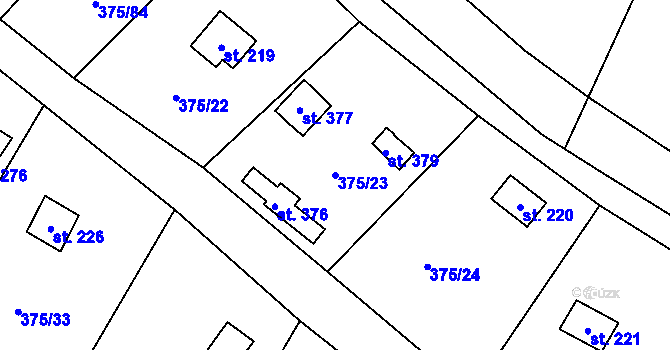 Parcela st. 375/23 v KÚ Třebívlice, Katastrální mapa