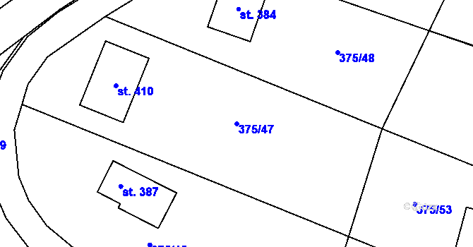 Parcela st. 375/47 v KÚ Třebívlice, Katastrální mapa