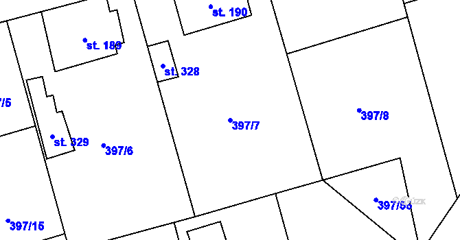 Parcela st. 397/7 v KÚ Třebívlice, Katastrální mapa