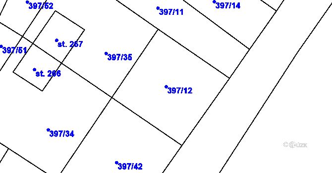 Parcela st. 397/12 v KÚ Třebívlice, Katastrální mapa