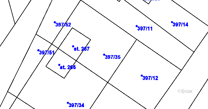 Parcela st. 397/35 v KÚ Třebívlice, Katastrální mapa