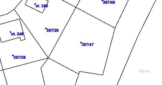 Parcela st. 397/47 v KÚ Třebívlice, Katastrální mapa