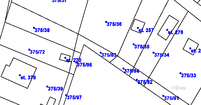 Parcela st. 375/83 v KÚ Třebívlice, Katastrální mapa