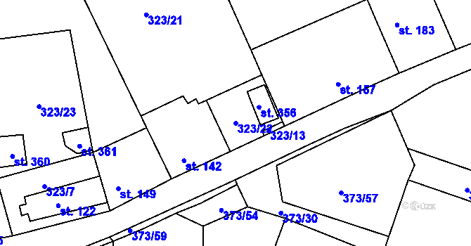 Parcela st. 323/22 v KÚ Třebívlice, Katastrální mapa