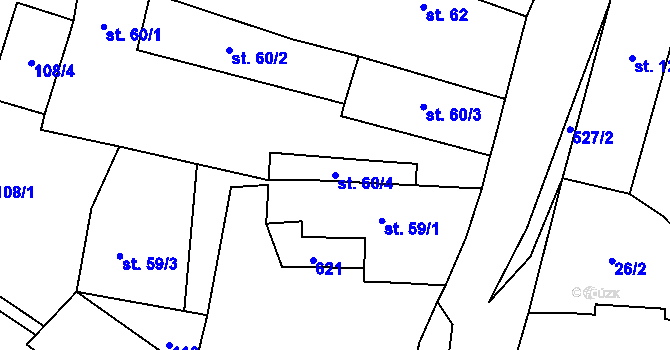 Parcela st. 60/4 v KÚ Třebívlice, Katastrální mapa