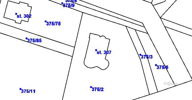 Parcela st. 307 v KÚ Třebívlice, Katastrální mapa