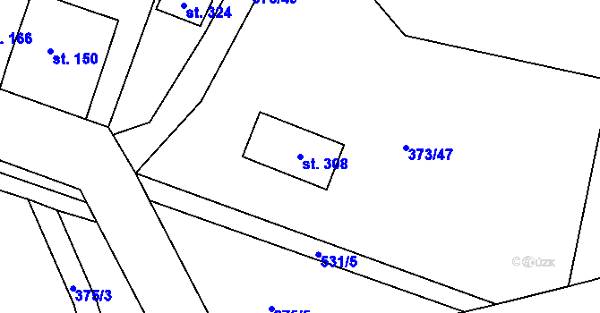 Parcela st. 308 v KÚ Třebívlice, Katastrální mapa