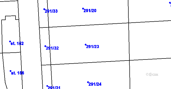 Parcela st. 291/23 v KÚ Třebívlice, Katastrální mapa
