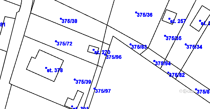 Parcela st. 375/96 v KÚ Třebívlice, Katastrální mapa
