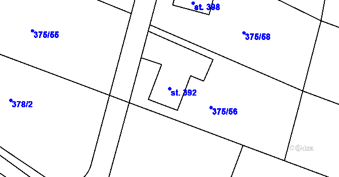 Parcela st. 392 v KÚ Třebívlice, Katastrální mapa