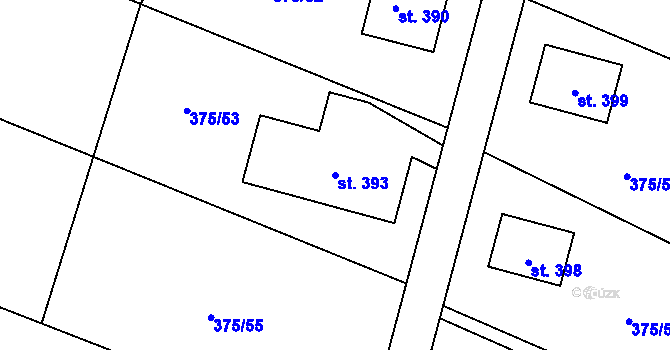 Parcela st. 393 v KÚ Třebívlice, Katastrální mapa