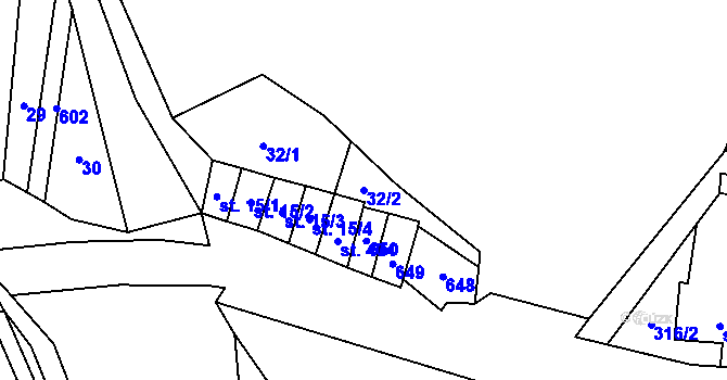 Parcela st. 32/2 v KÚ Třebívlice, Katastrální mapa