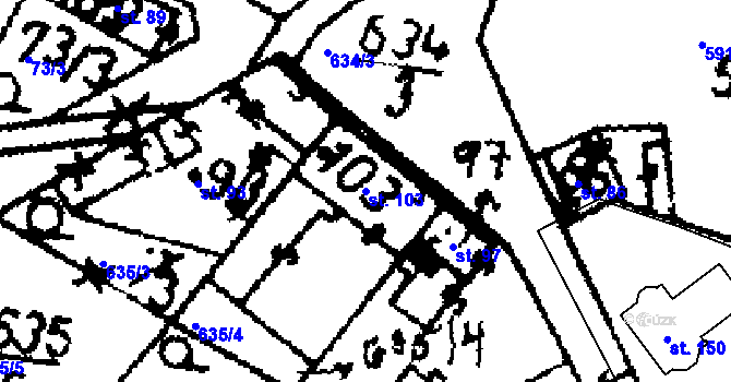 Parcela st. 103 v KÚ Třebíz, Katastrální mapa