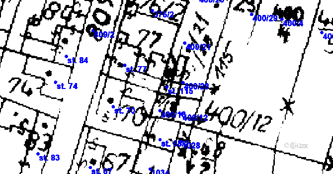 Parcela st. 115 v KÚ Třebíz, Katastrální mapa